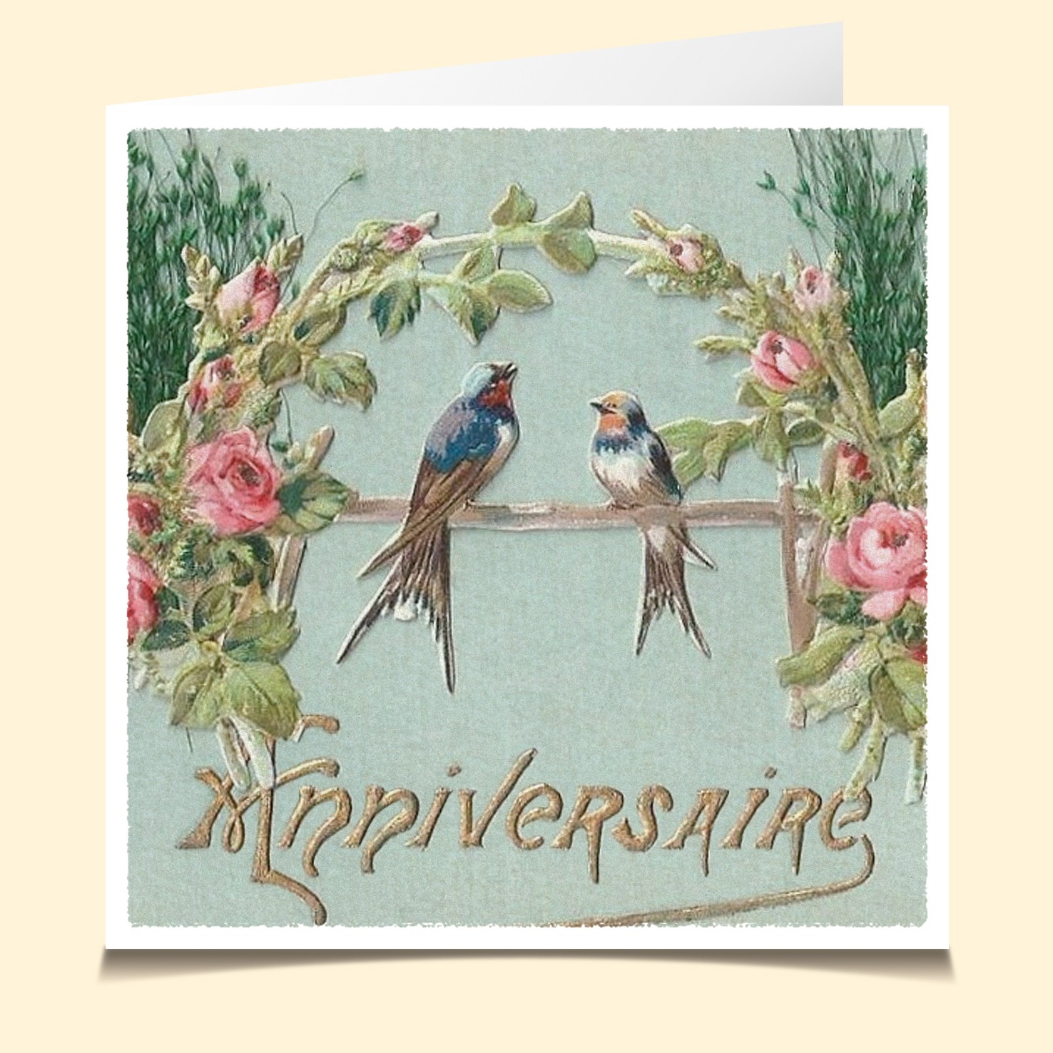 Carte Postale Fantaisie Ancienne - Deux Hirondelles (Occasion)